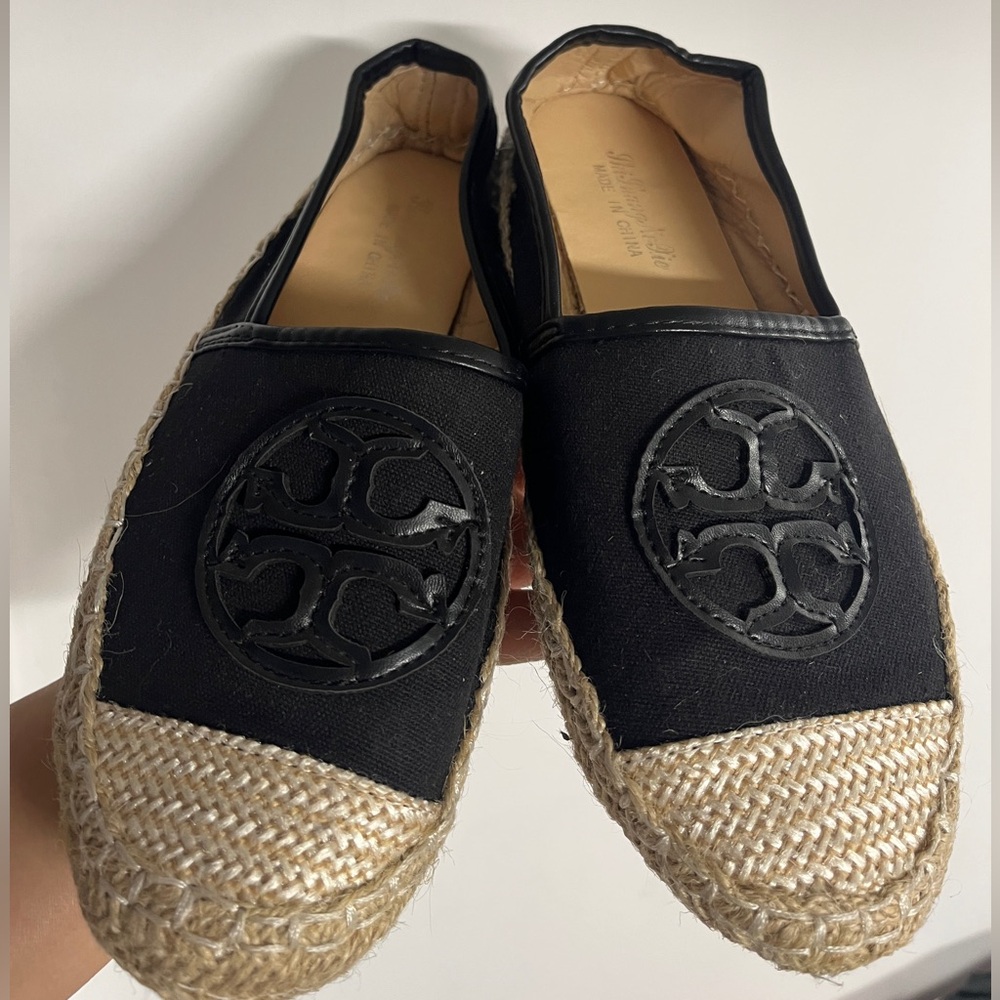 TB Eleonor Espadrille Flat Shoe Designer Cross Logo Inspired Canvas Boho Coastal